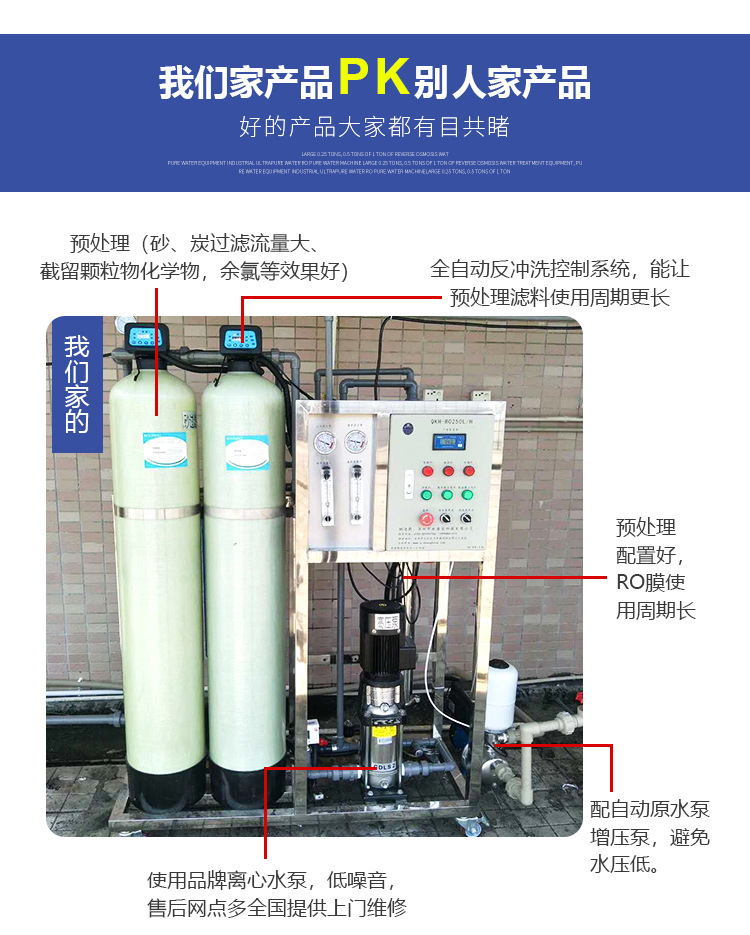 1噸反滲透純水機去離子水設備純凈水機工業RO純水設備